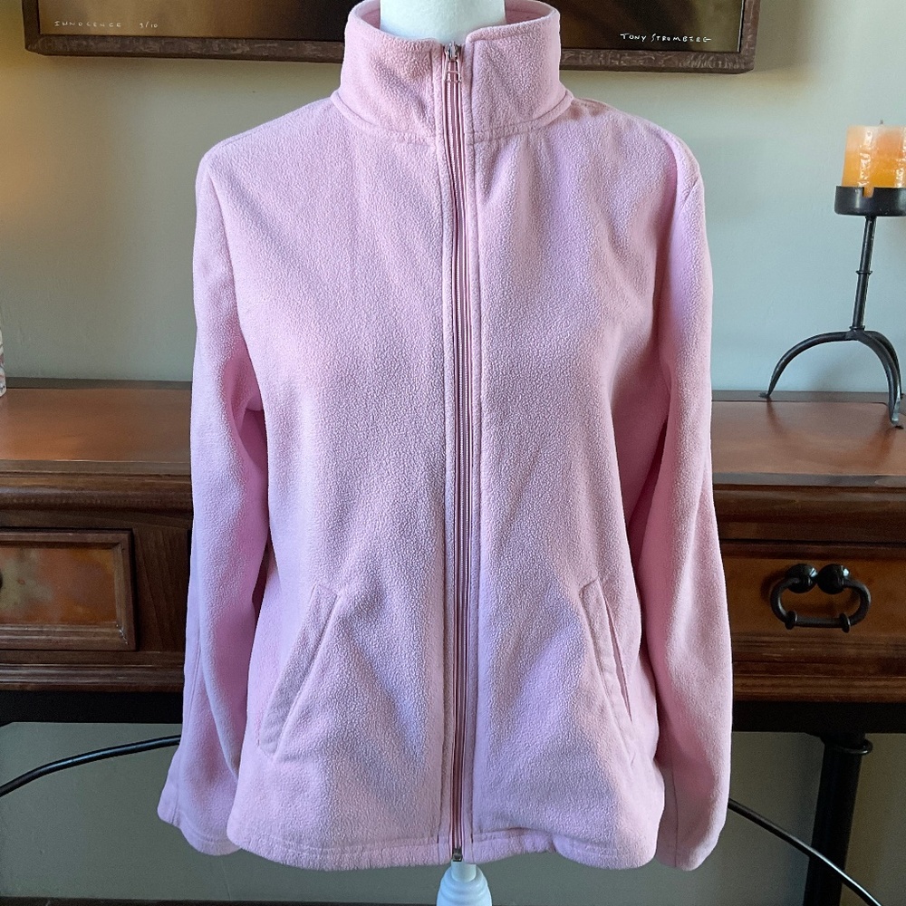 Cheetah Zip-Up Fleece Jacket. Pink Size M
